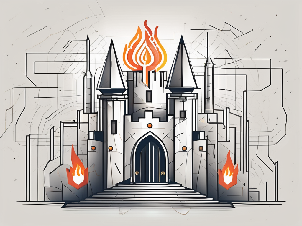 A fortified digital fortress symbolizing a secure network