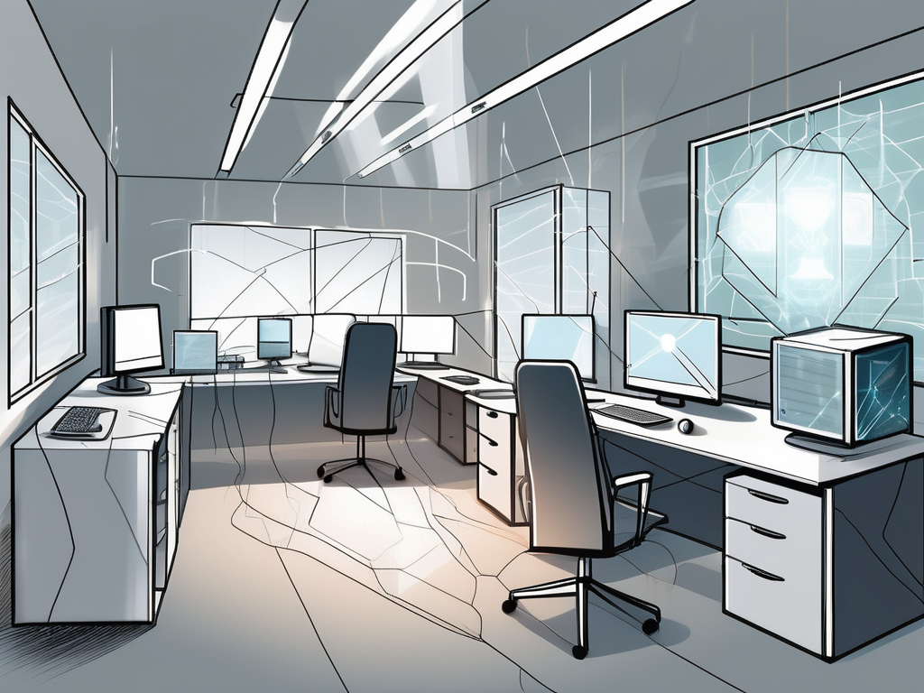 A small office with various technological devices such as computers