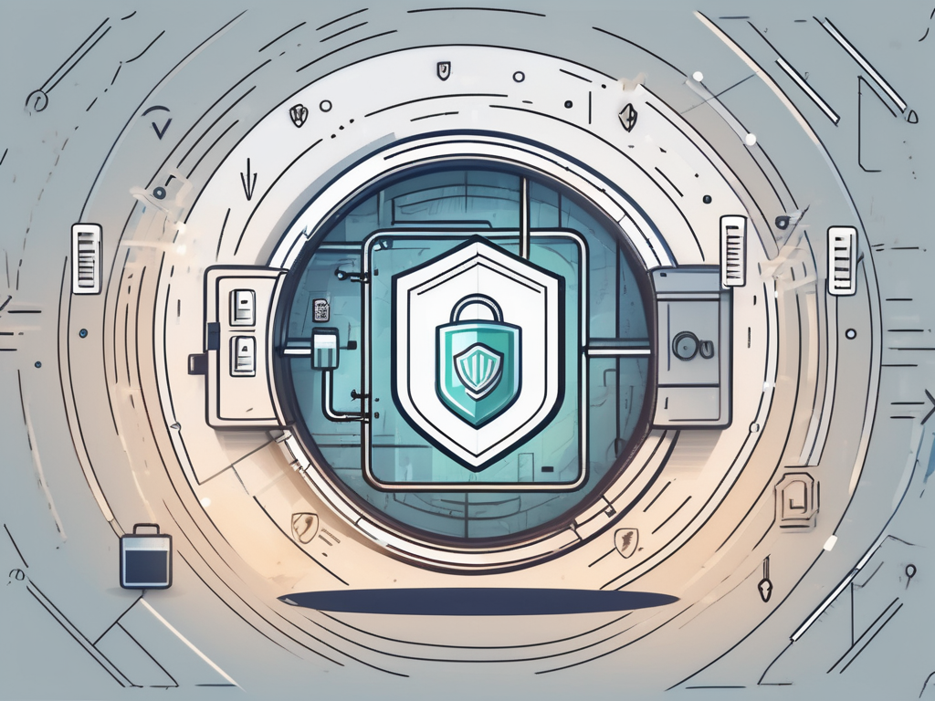 A secure vault with data icons inside
